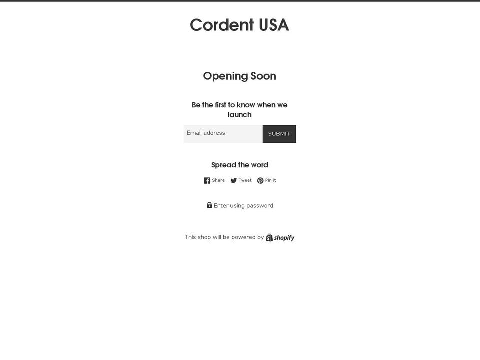 cordentwebshop.com — Shopify storefront screenshot