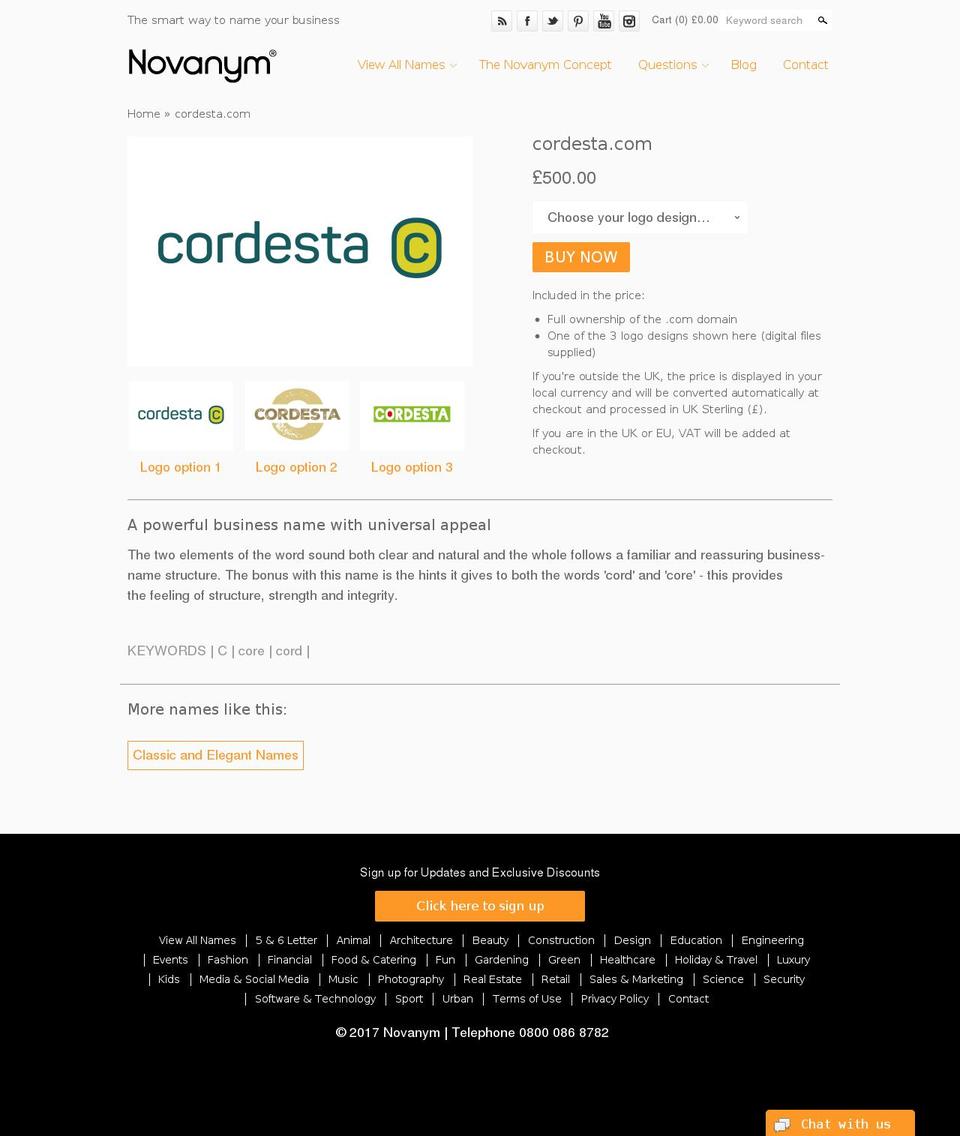 cordesta.com shopify website screenshot