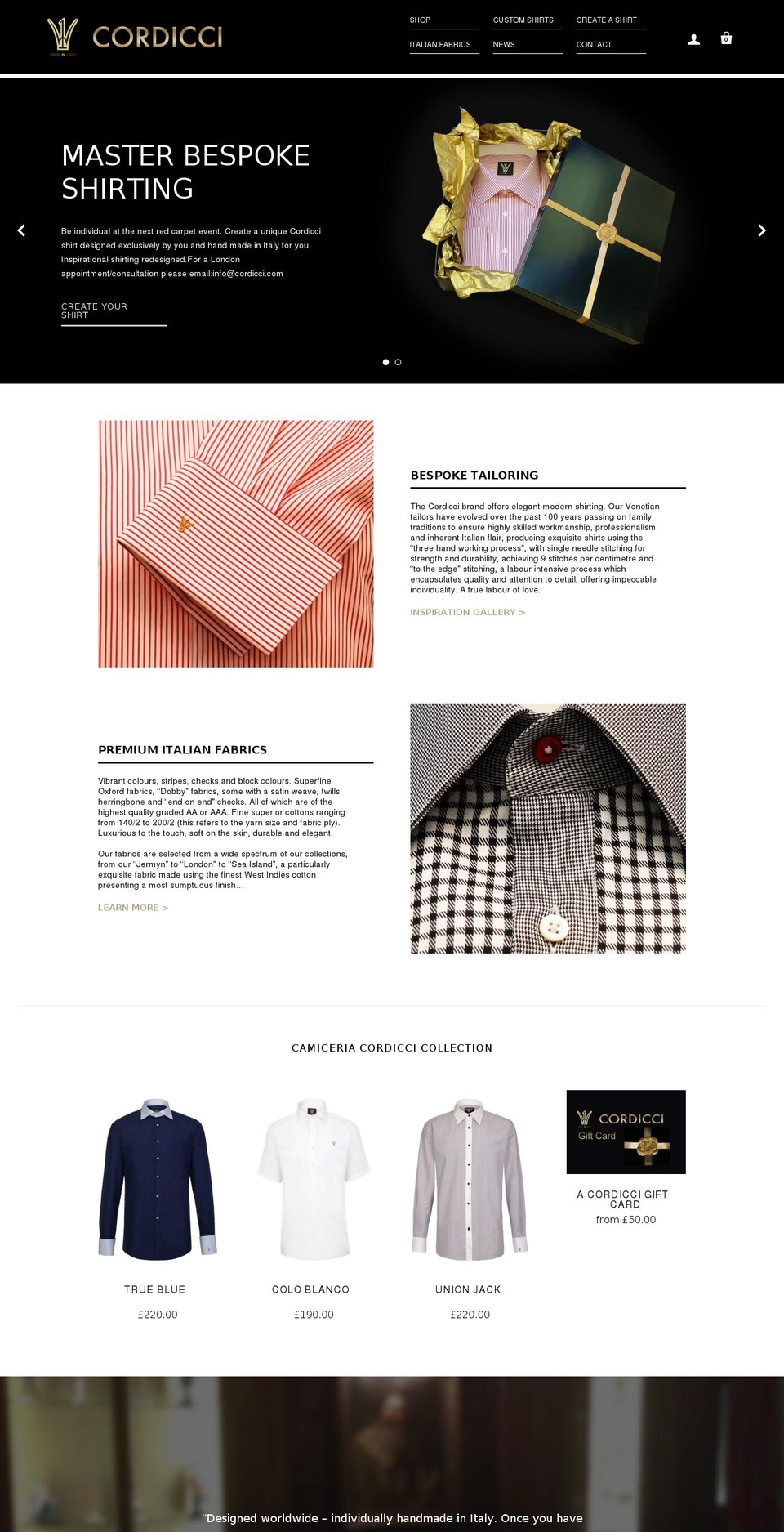 cordicci.com shopify website screenshot