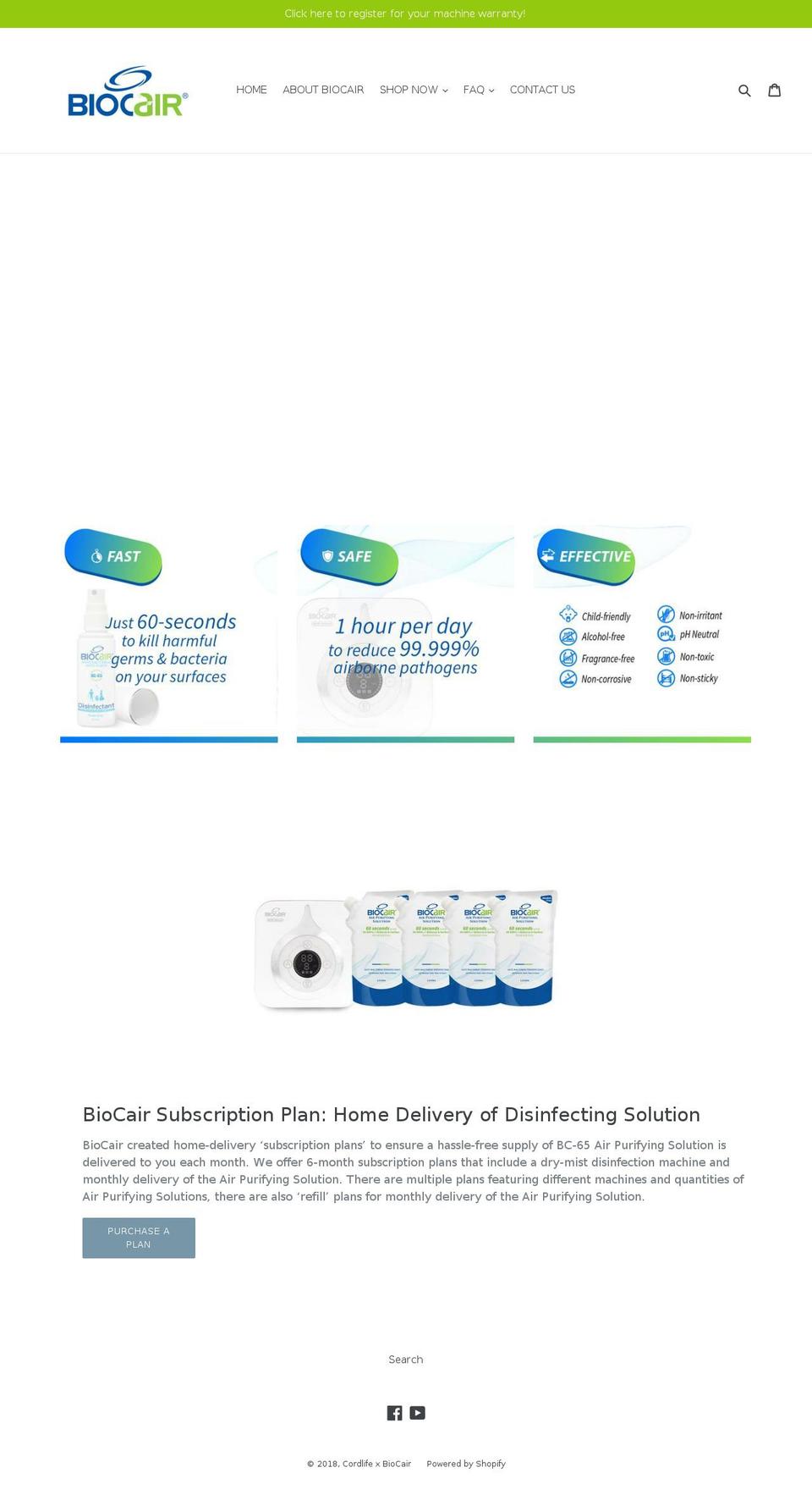cordlife-biocair.com — Shopify storefront screenshot