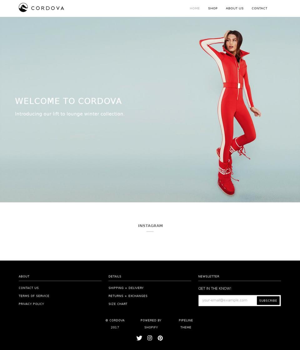 cordova.co shopify website screenshot
