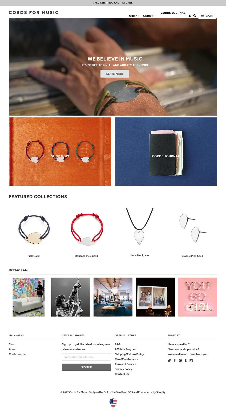 cordsformusic.com shopify website screenshot