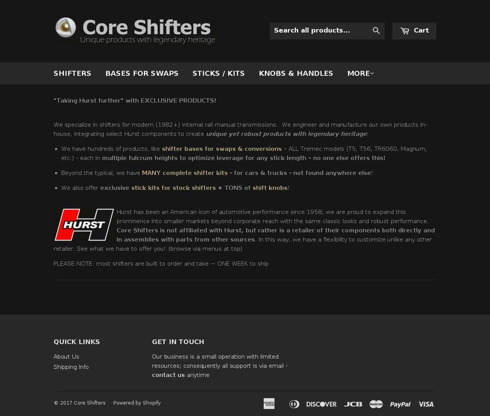 core-shifters.com shopify website screenshot
