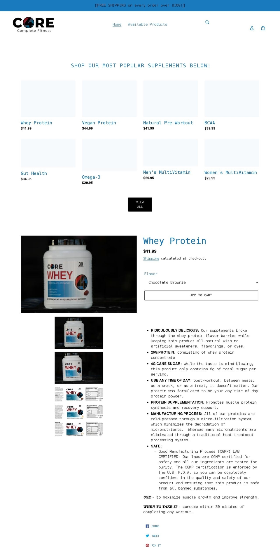 core4supplements.com shopify website screenshot