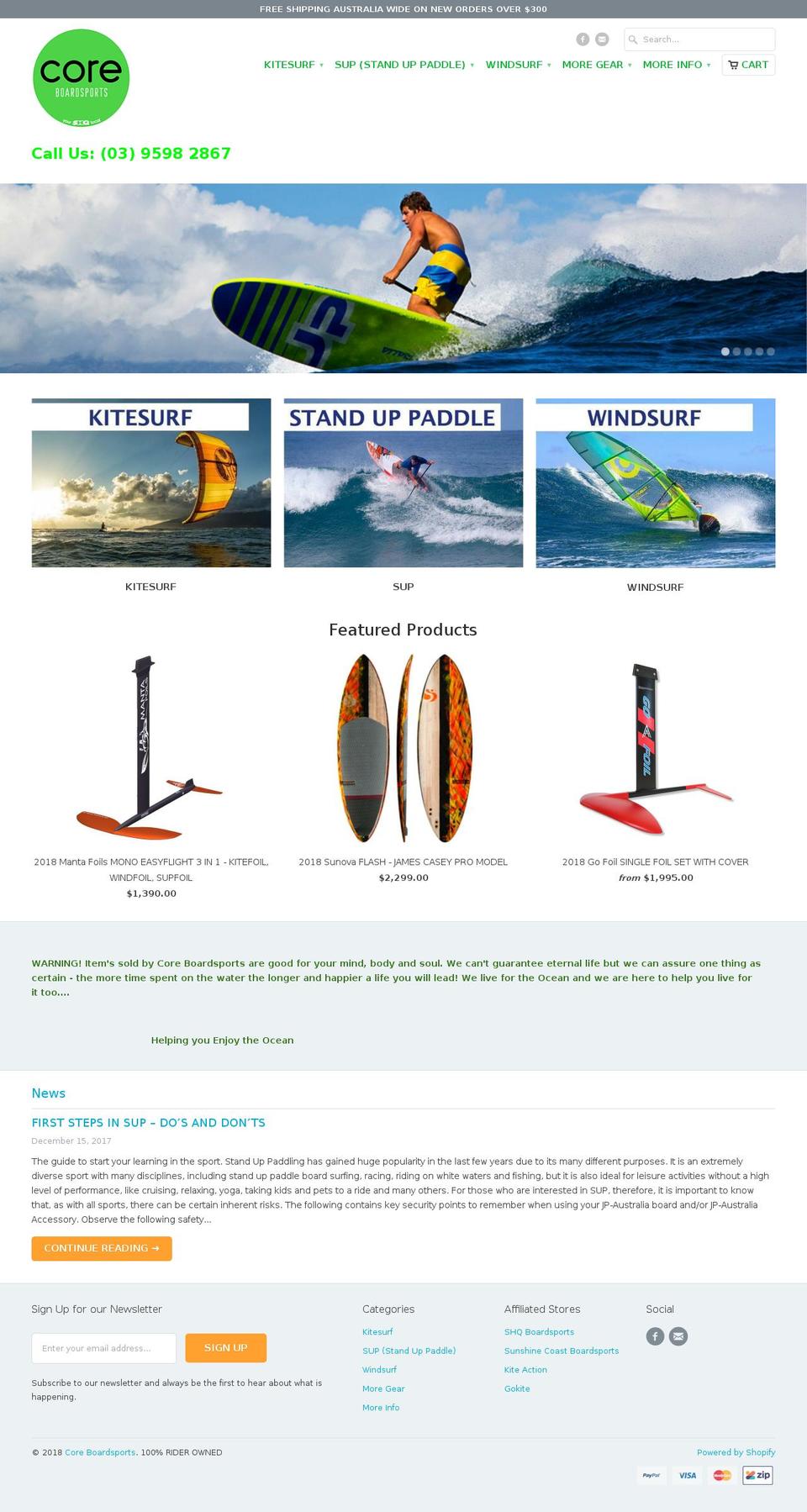 coreboardsports.com.au shopify website screenshot