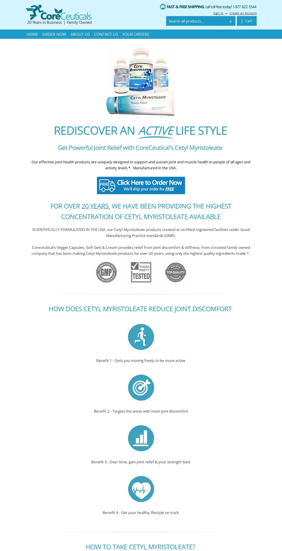 coreceuticals.com shopify website screenshot
