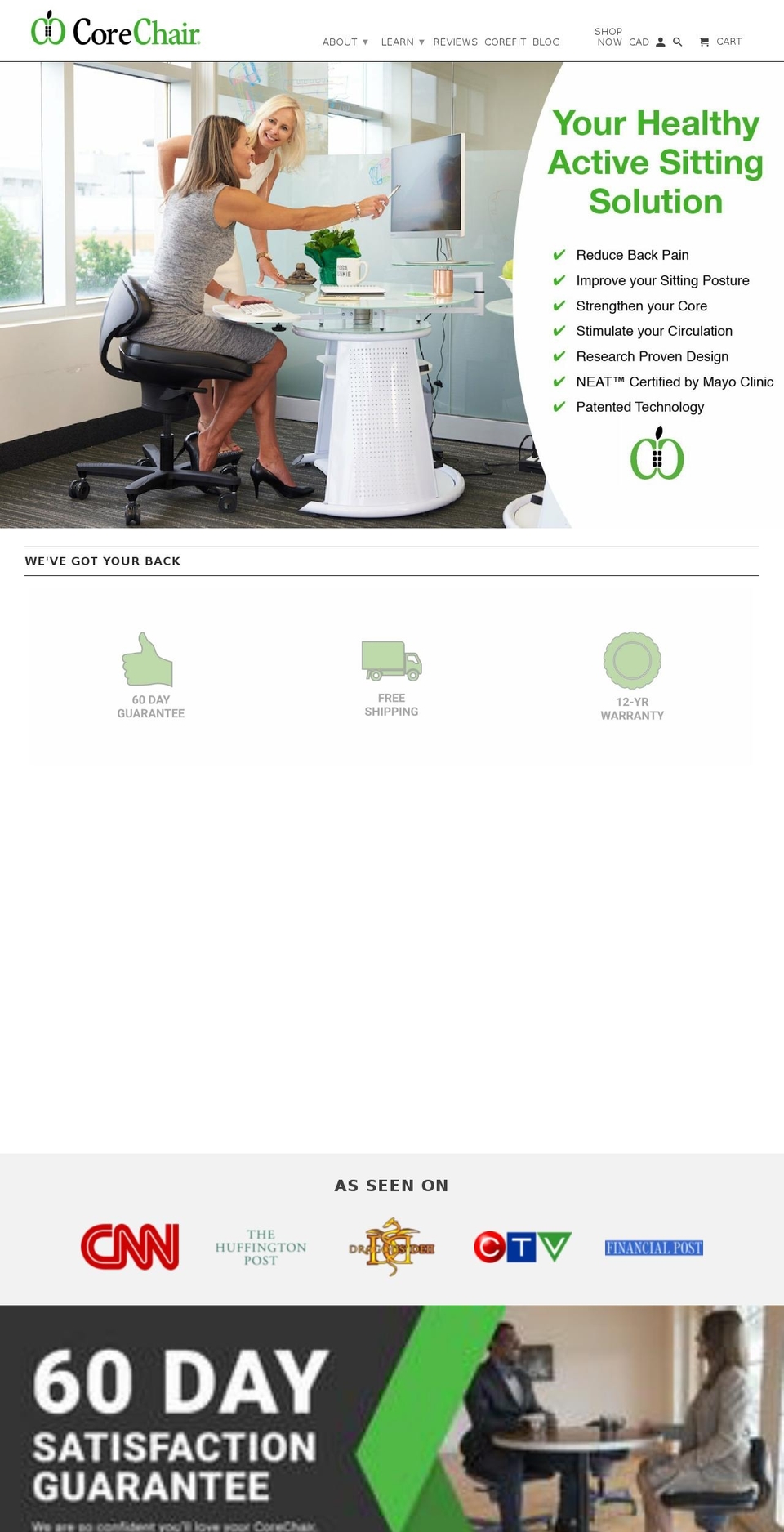 corechair.biz shopify website screenshot