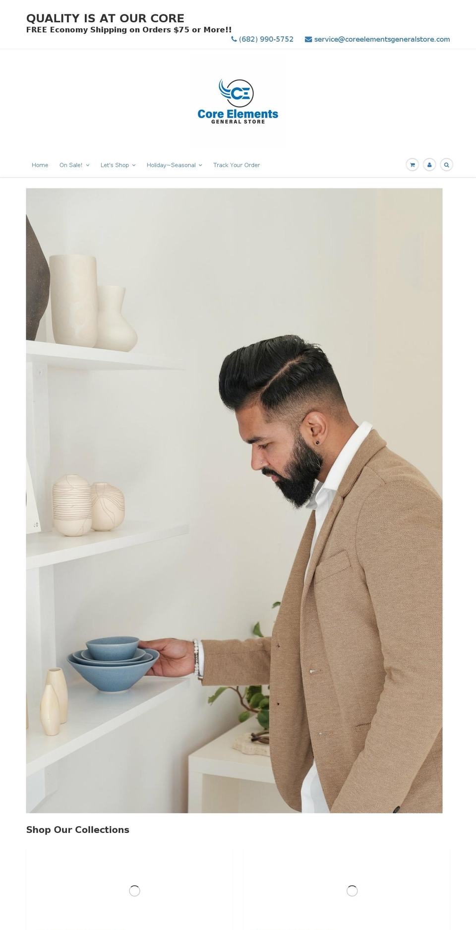 coreelementsgeneralstore.com shopify website screenshot