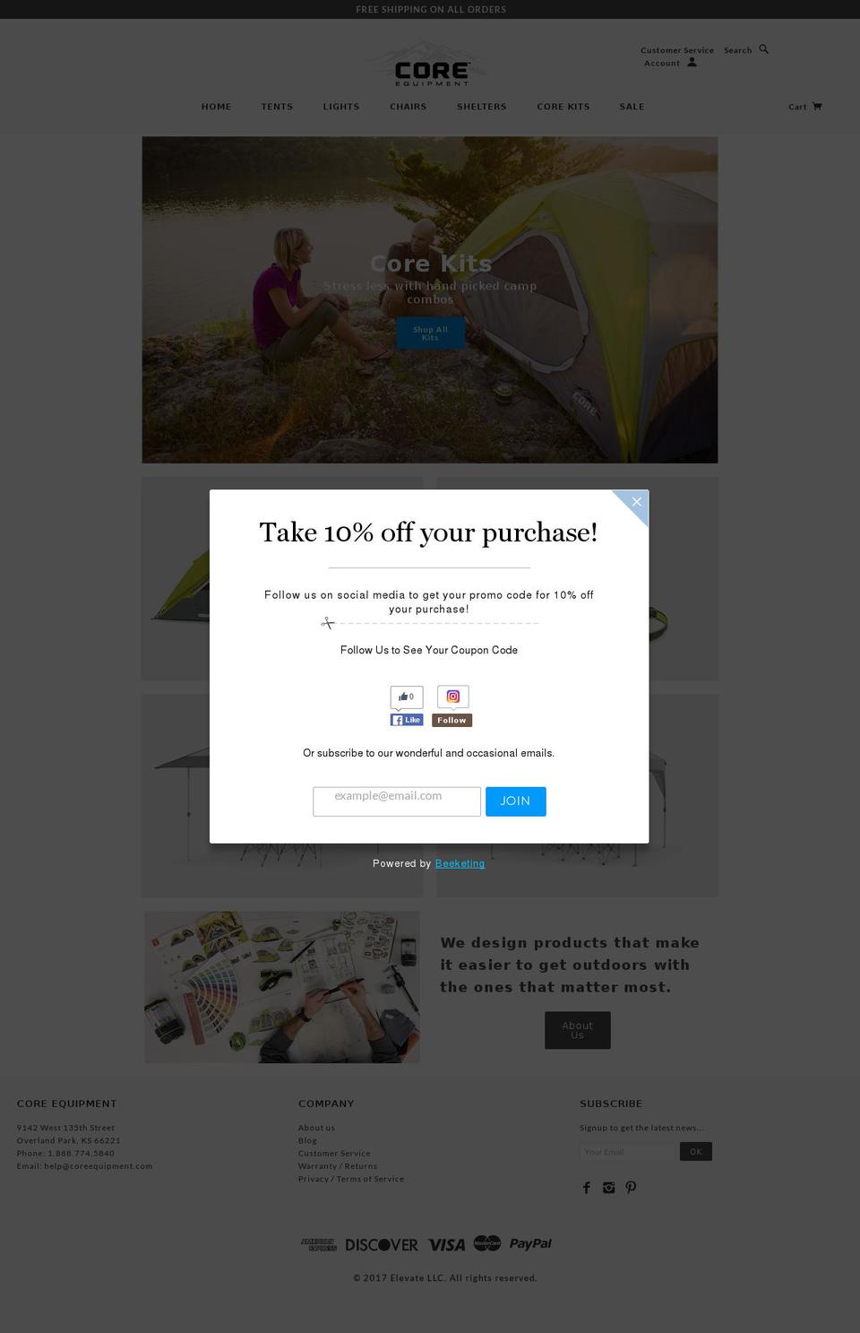 coreequipment.com shopify website screenshot