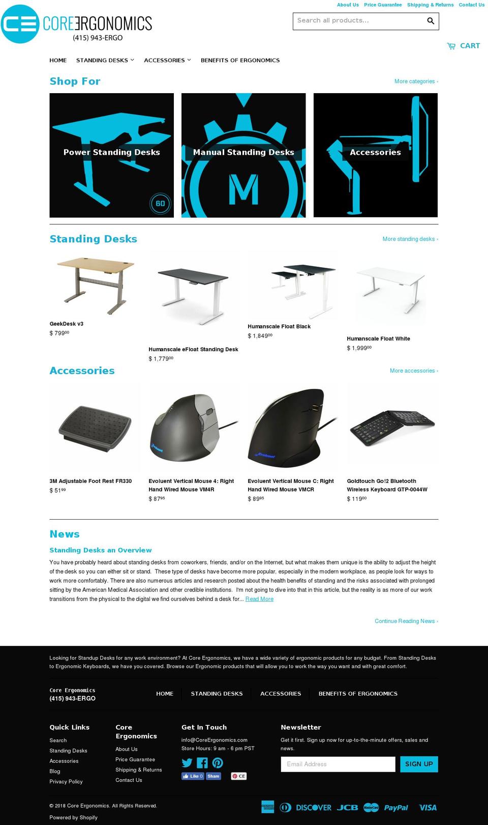 coreergonomics.com — Shopify storefront screenshot