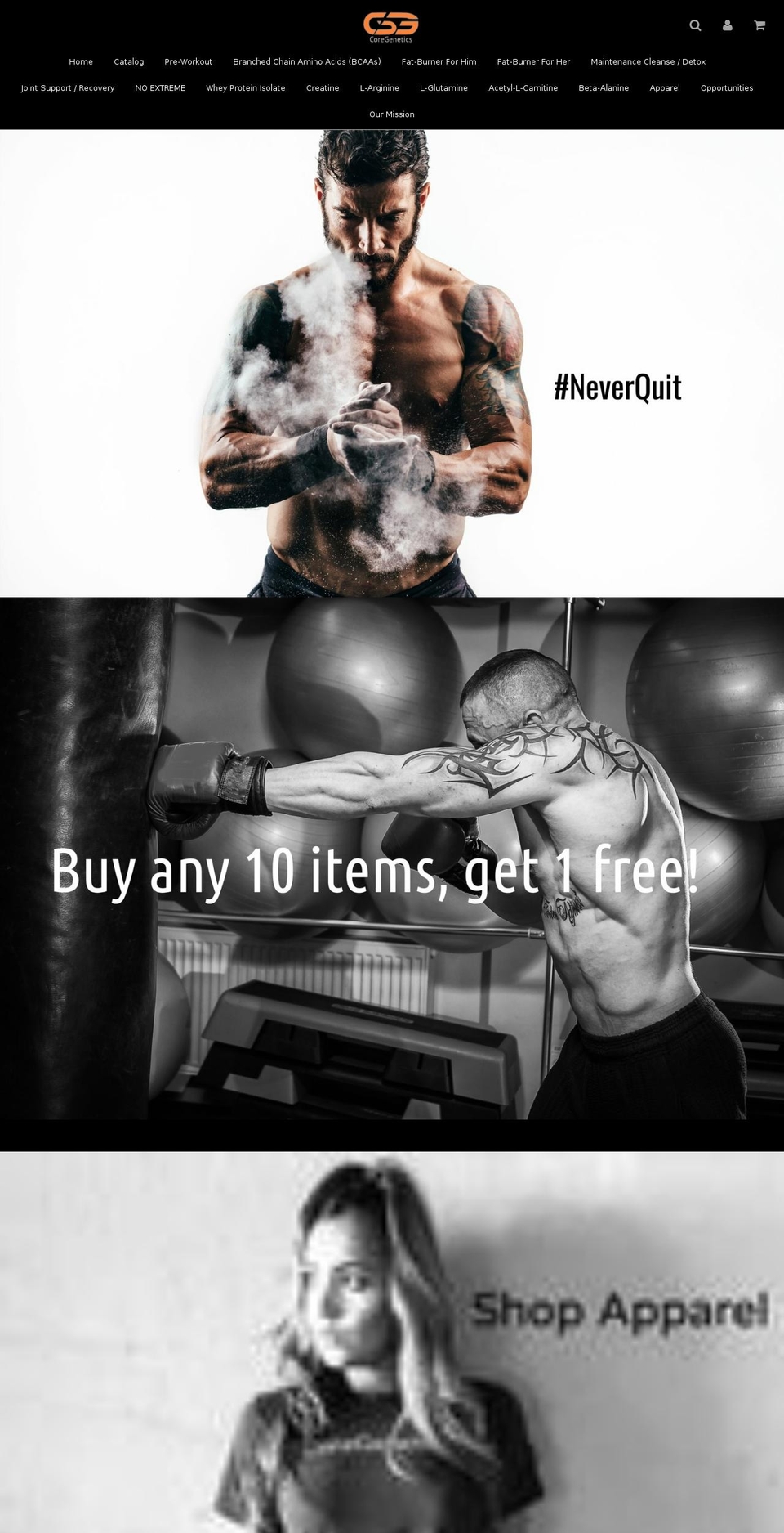 coregeneticsnutrition.com — Shopify storefront screenshot