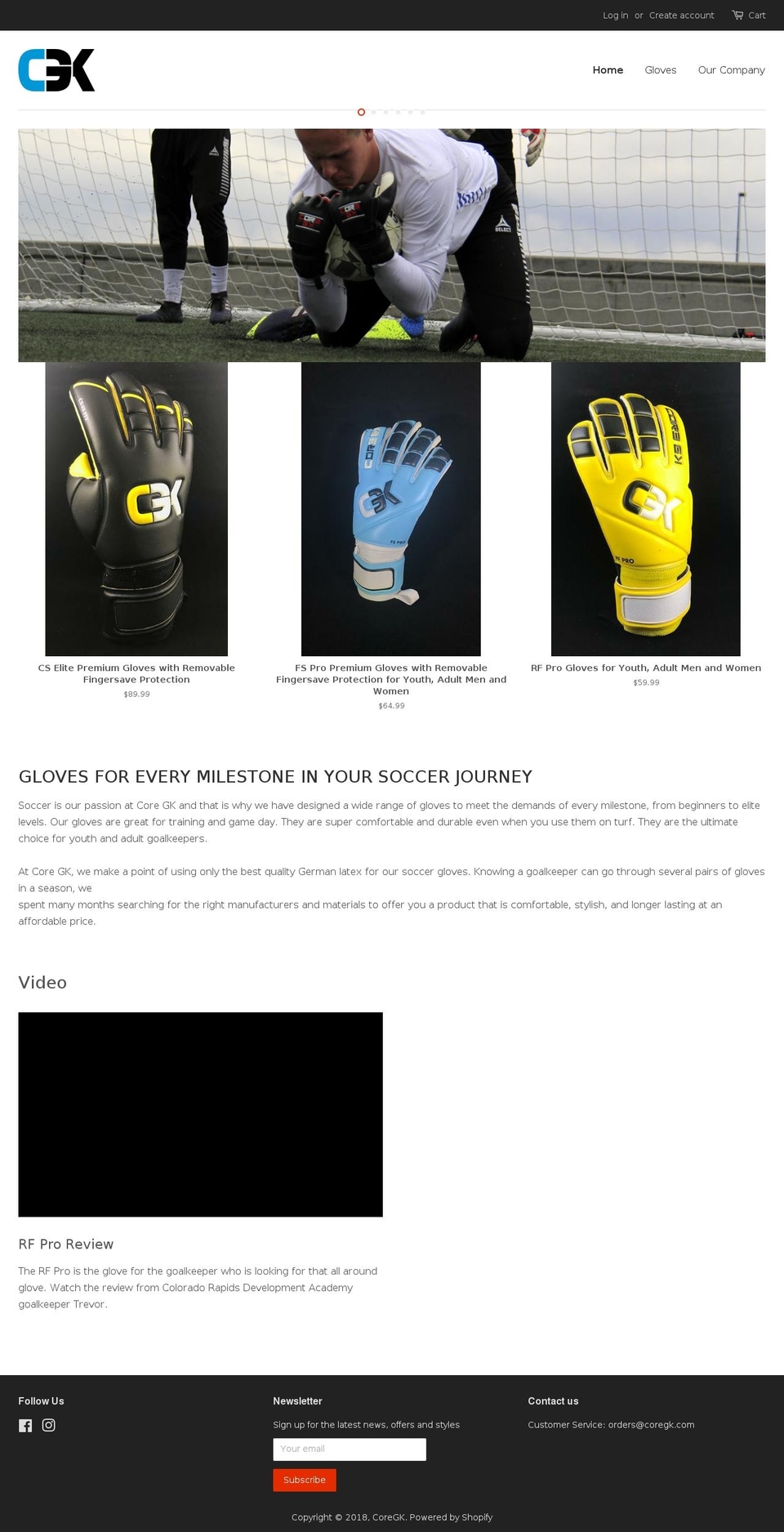 coregk.com shopify website screenshot