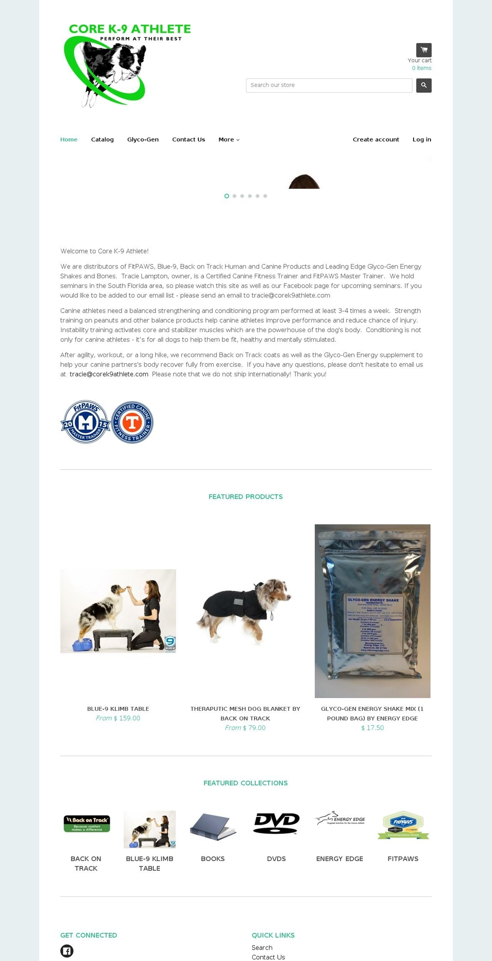 corek9athlete.com — Shopify storefront screenshot