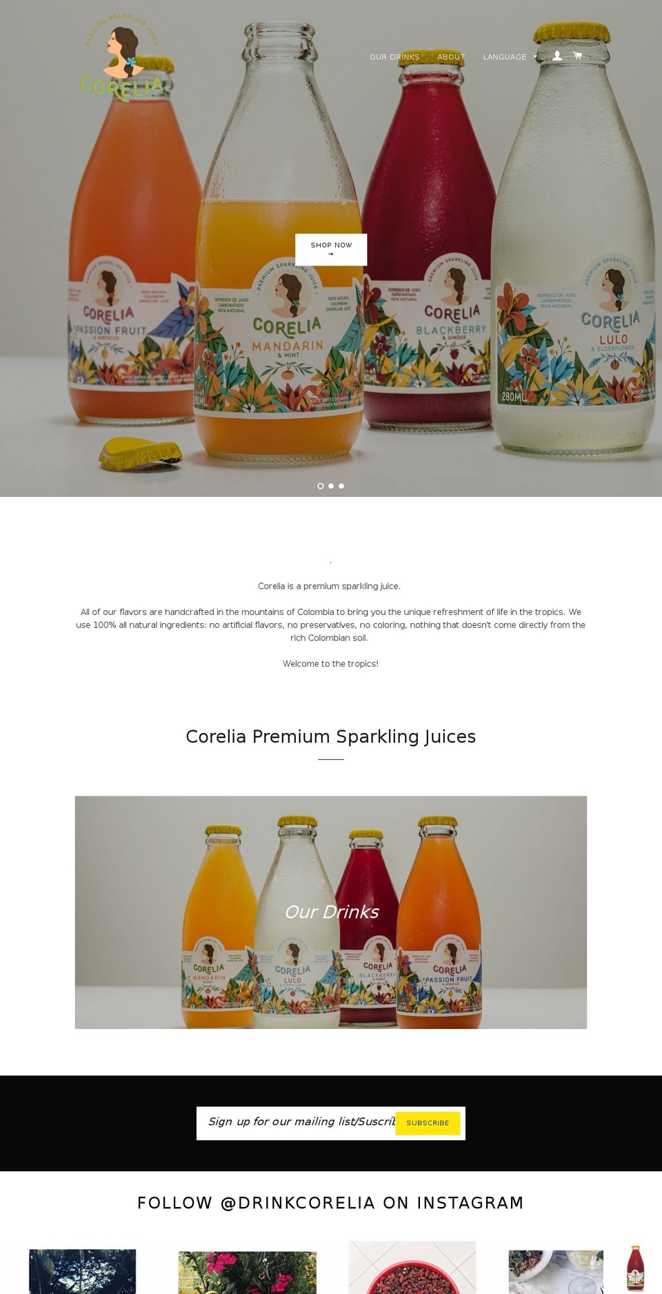 corelia.co shopify website screenshot