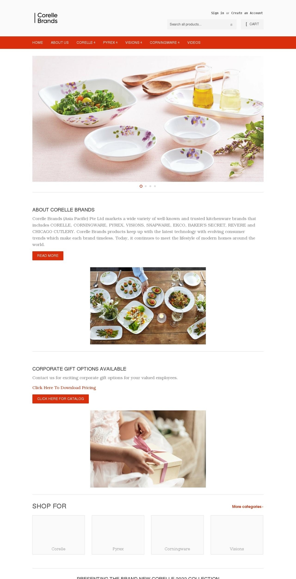 corelle.co.in shopify website screenshot