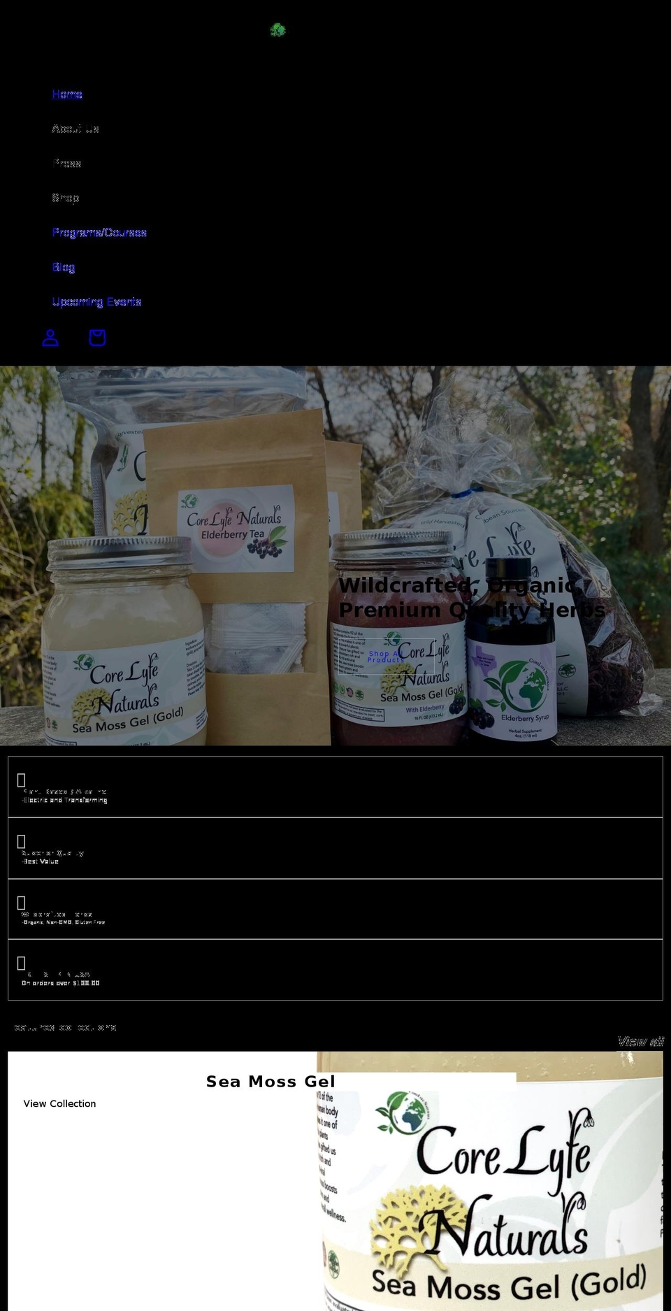 corelyfenaturals.com shopify website screenshot