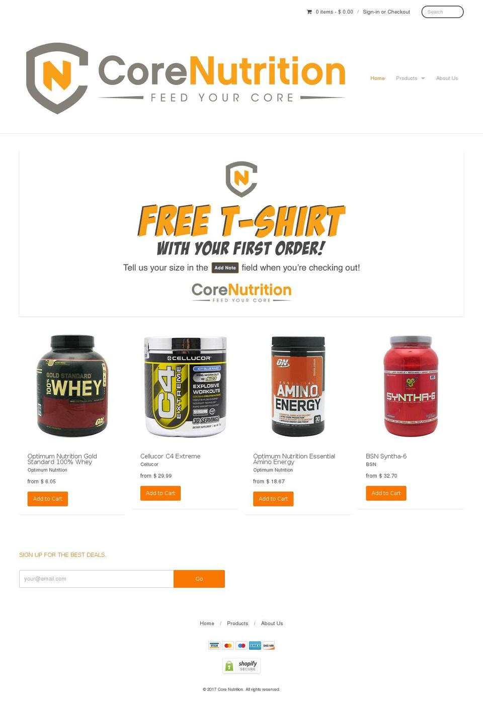 corenutrition.com shopify website screenshot