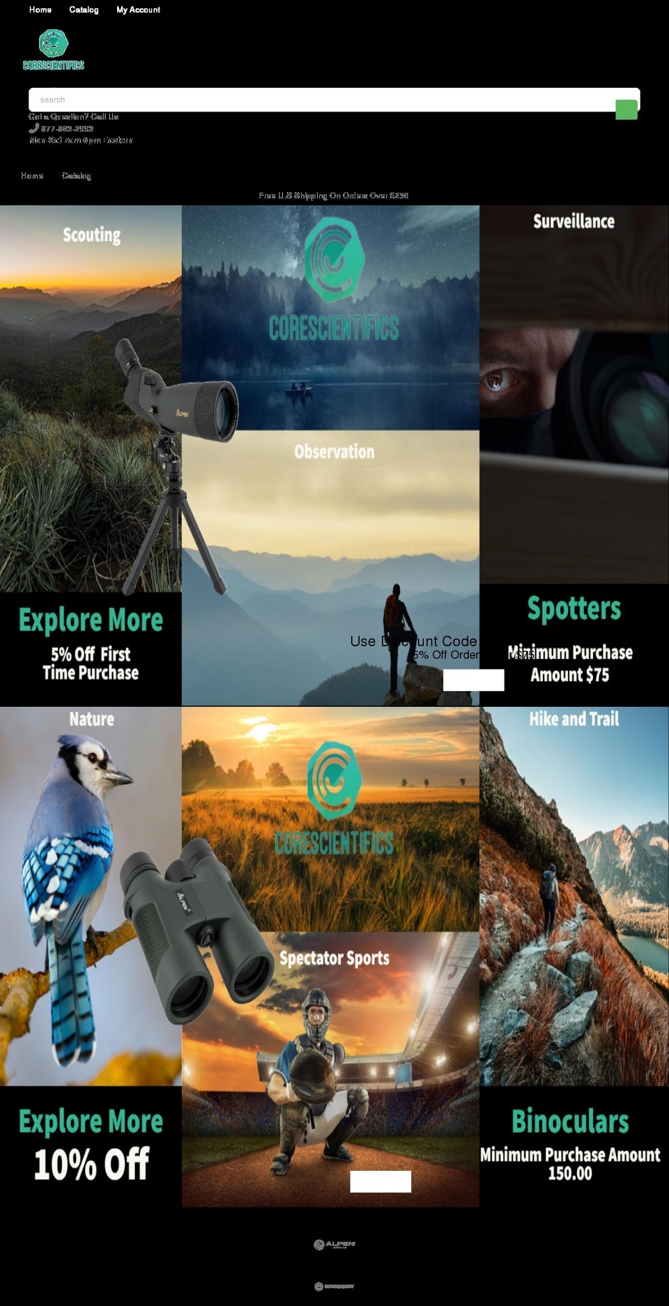 corescientifics.com shopify website screenshot