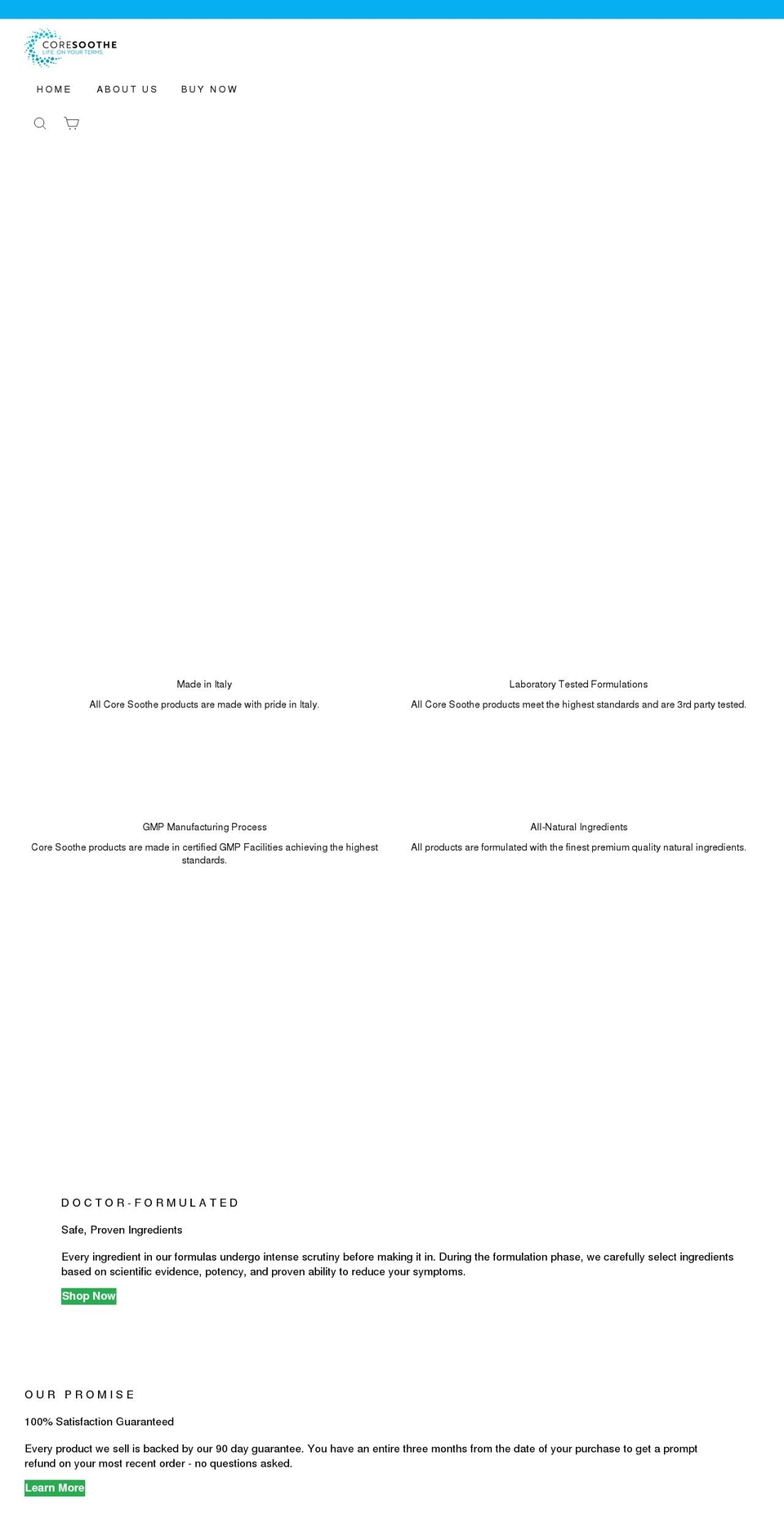coresoothe.com shopify website screenshot