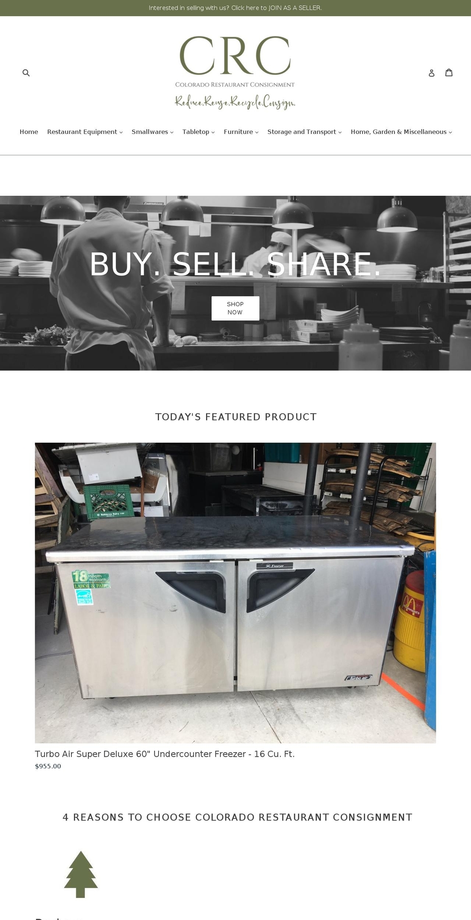 corestaurantconsignment.com — Shopify storefront screenshot