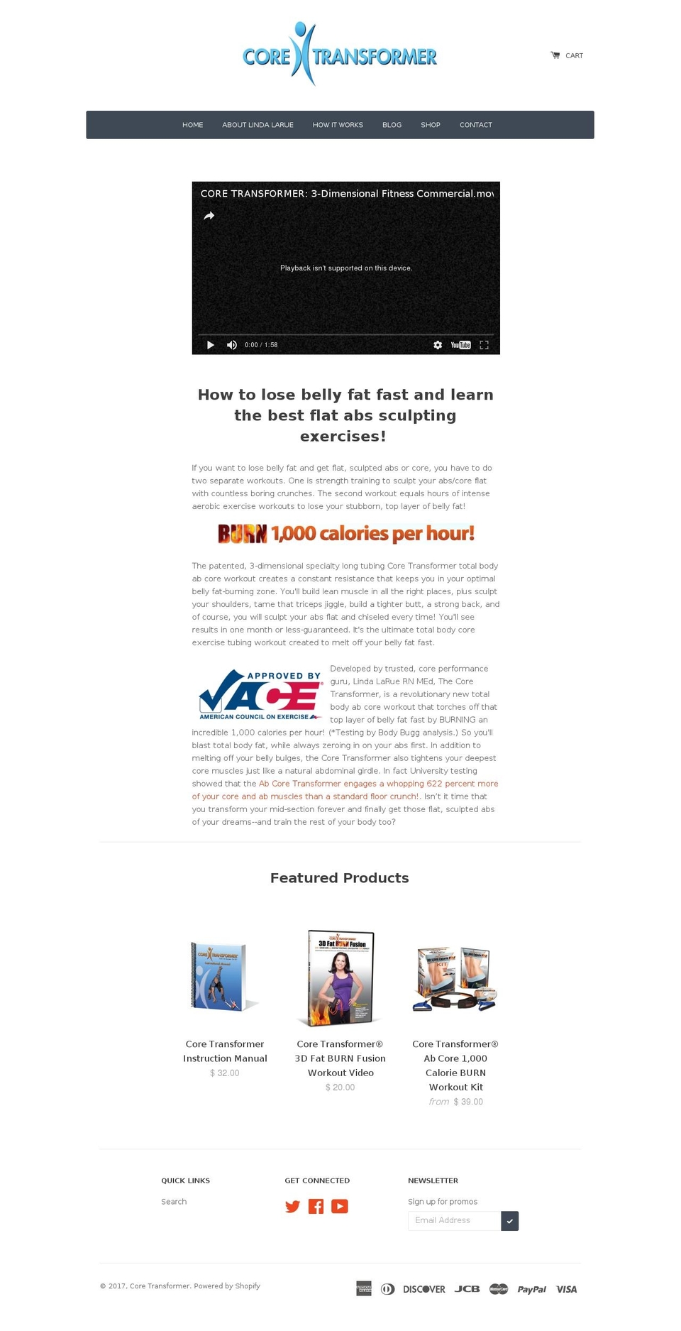 coretransformer.com shopify website screenshot