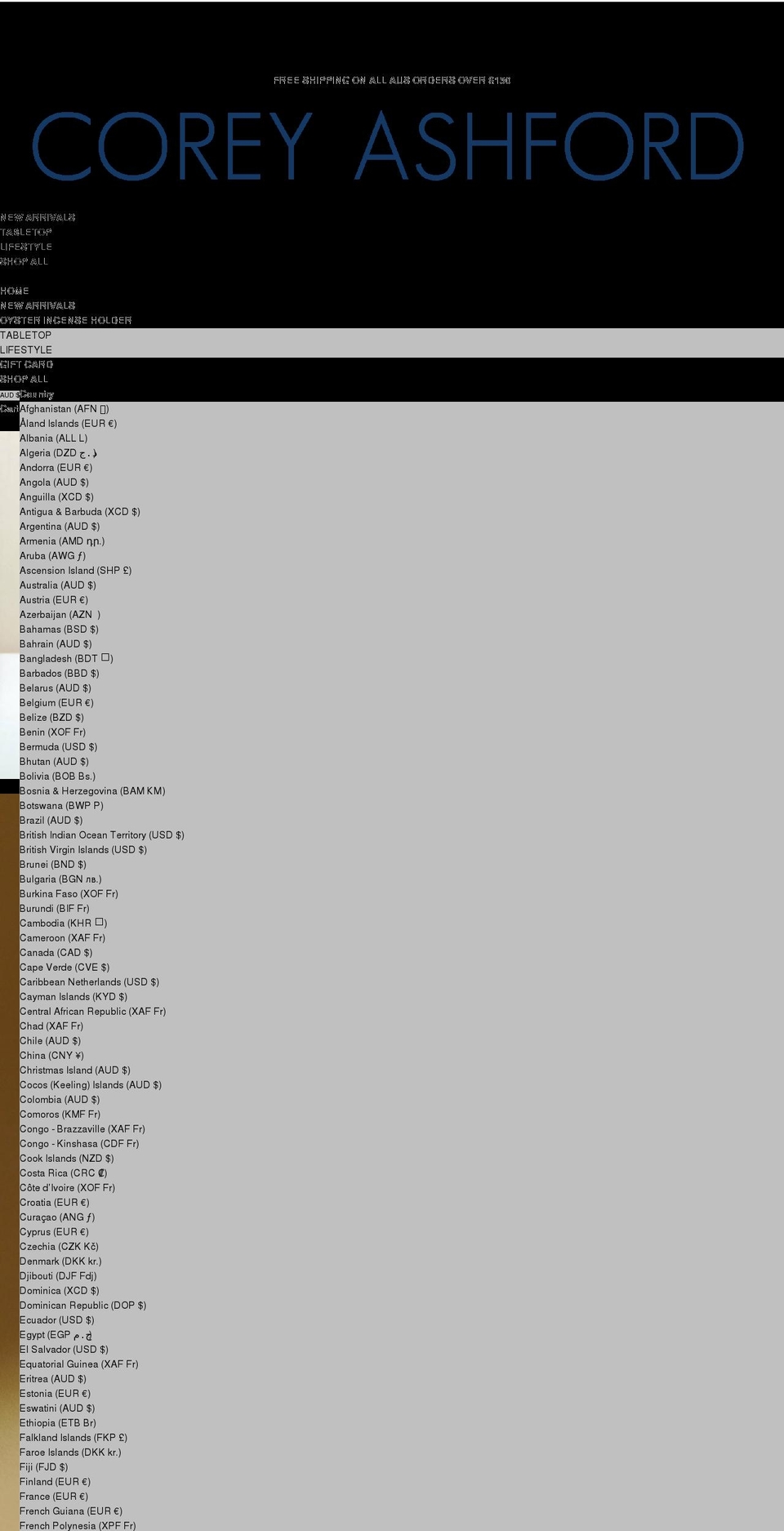 coreyashford.com shopify website screenshot