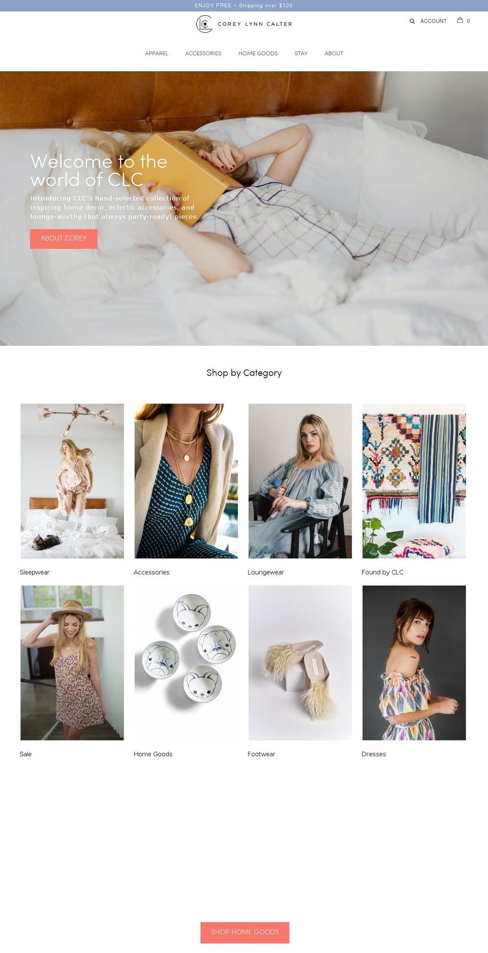 coreylynncalter.com shopify website screenshot