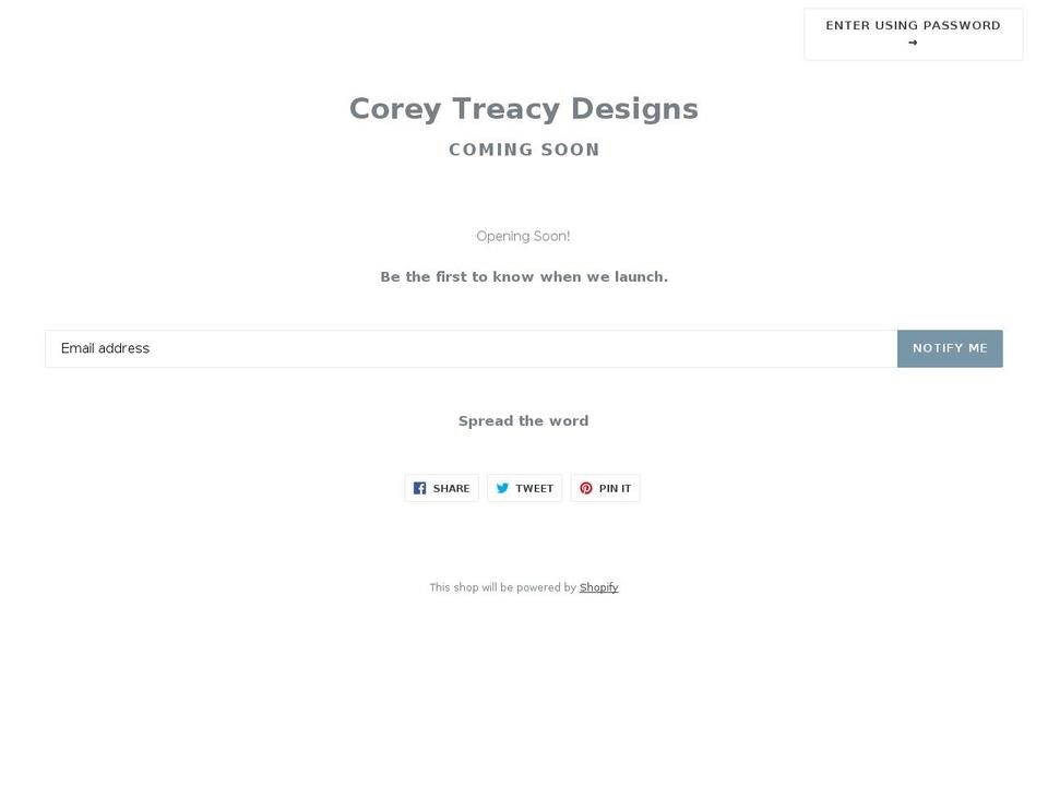 coreytreacydesigns.com — Shopify storefront screenshot