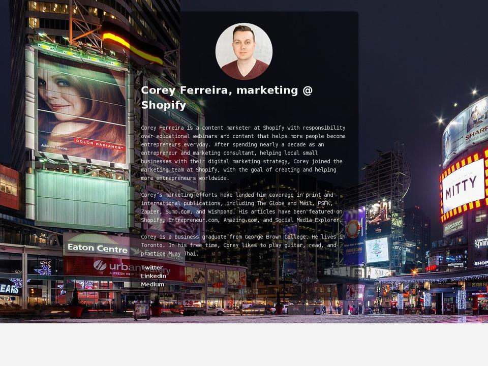 coreyvf.com — Shopify storefront screenshot
