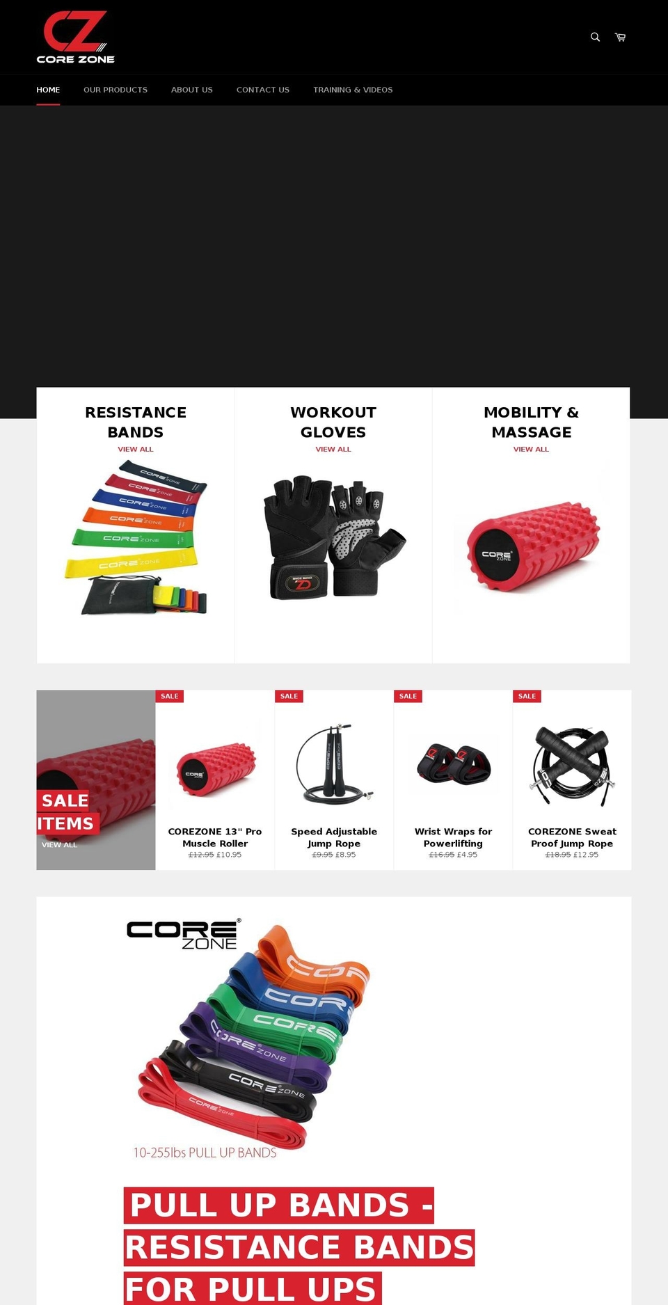 corezonesports.co.uk shopify website screenshot