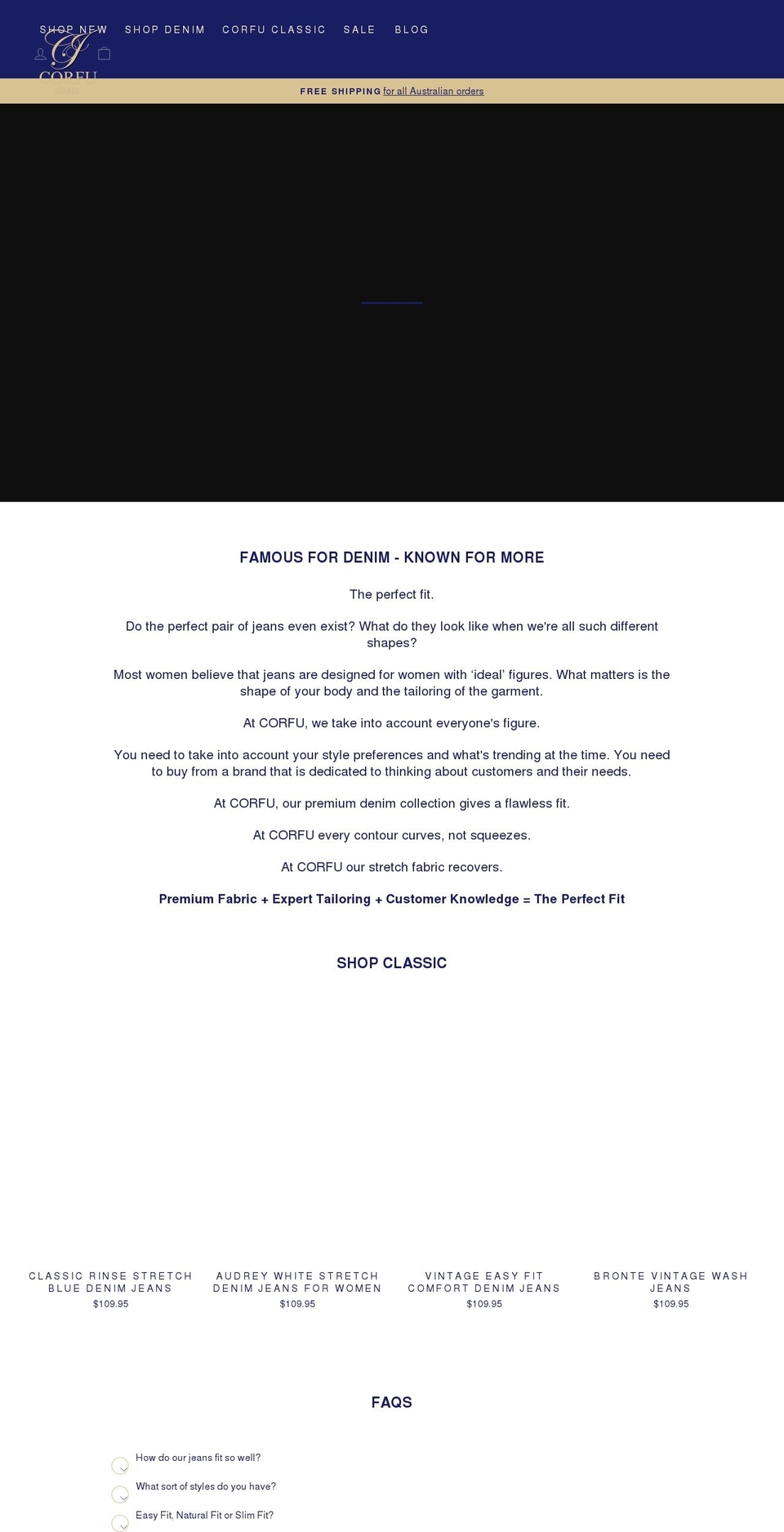 corfujeans.com.au shopify website screenshot