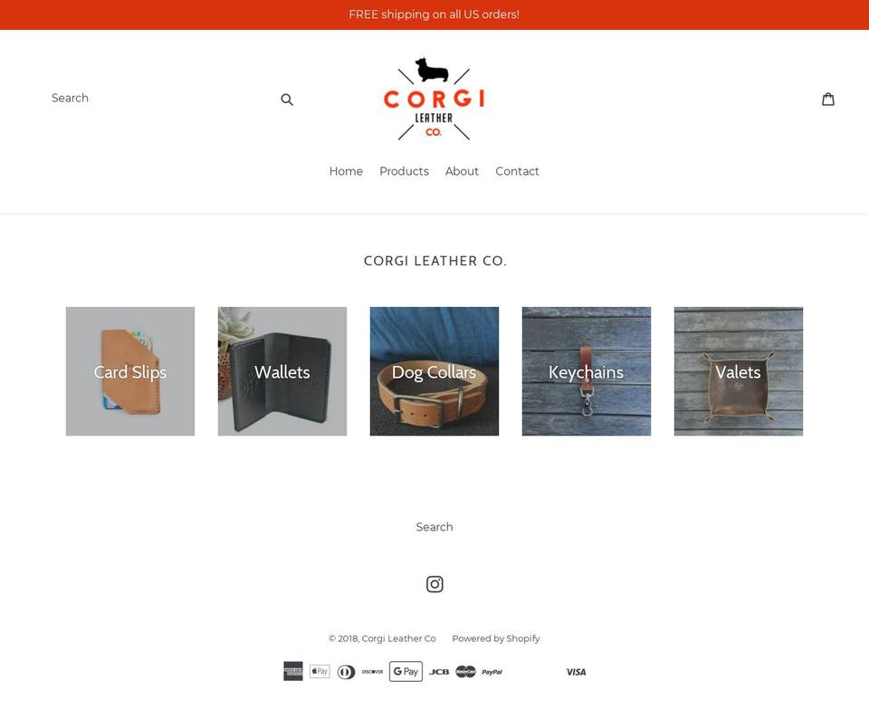 corgileatherco.com — Shopify storefront screenshot