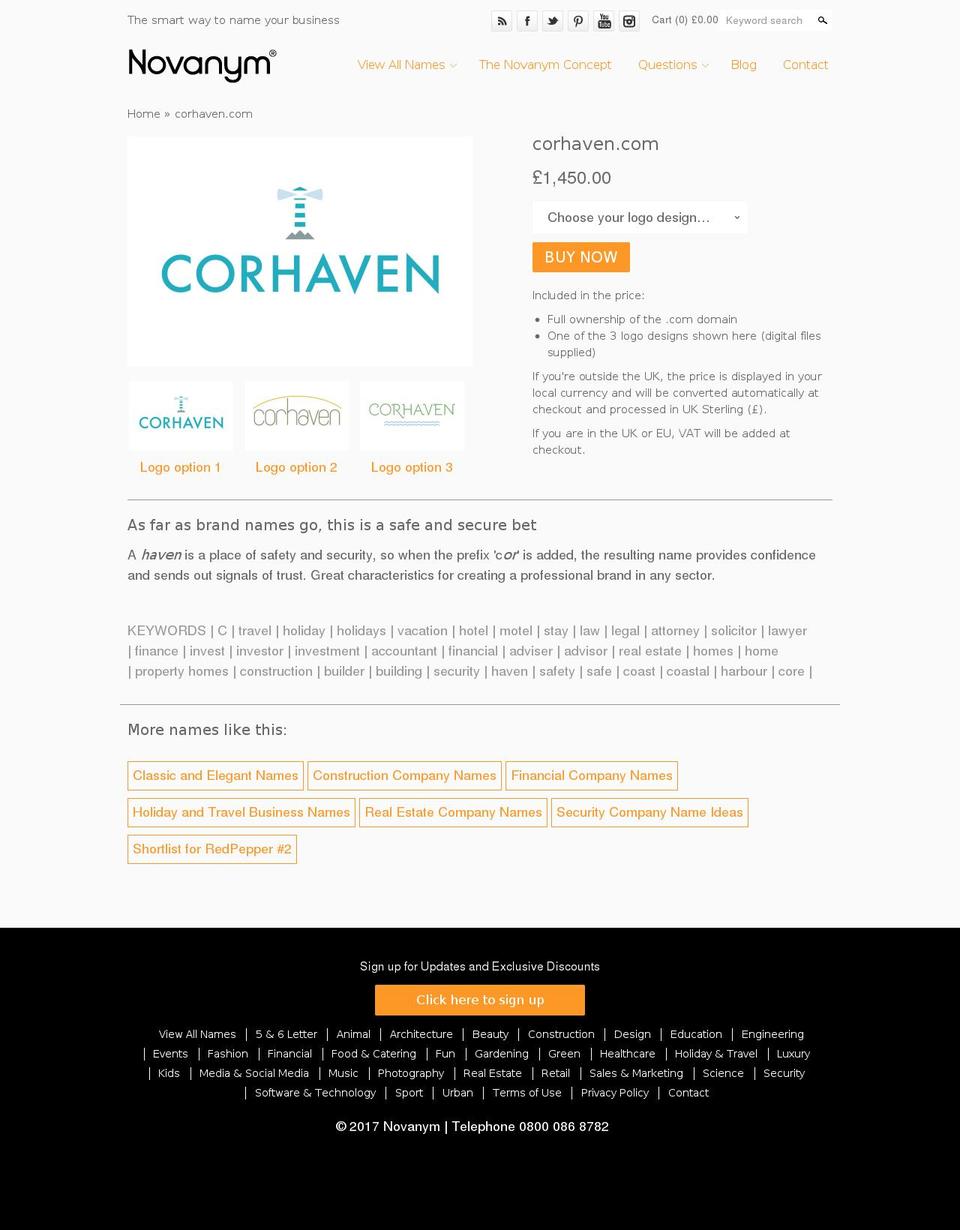 corhaven.com shopify website screenshot