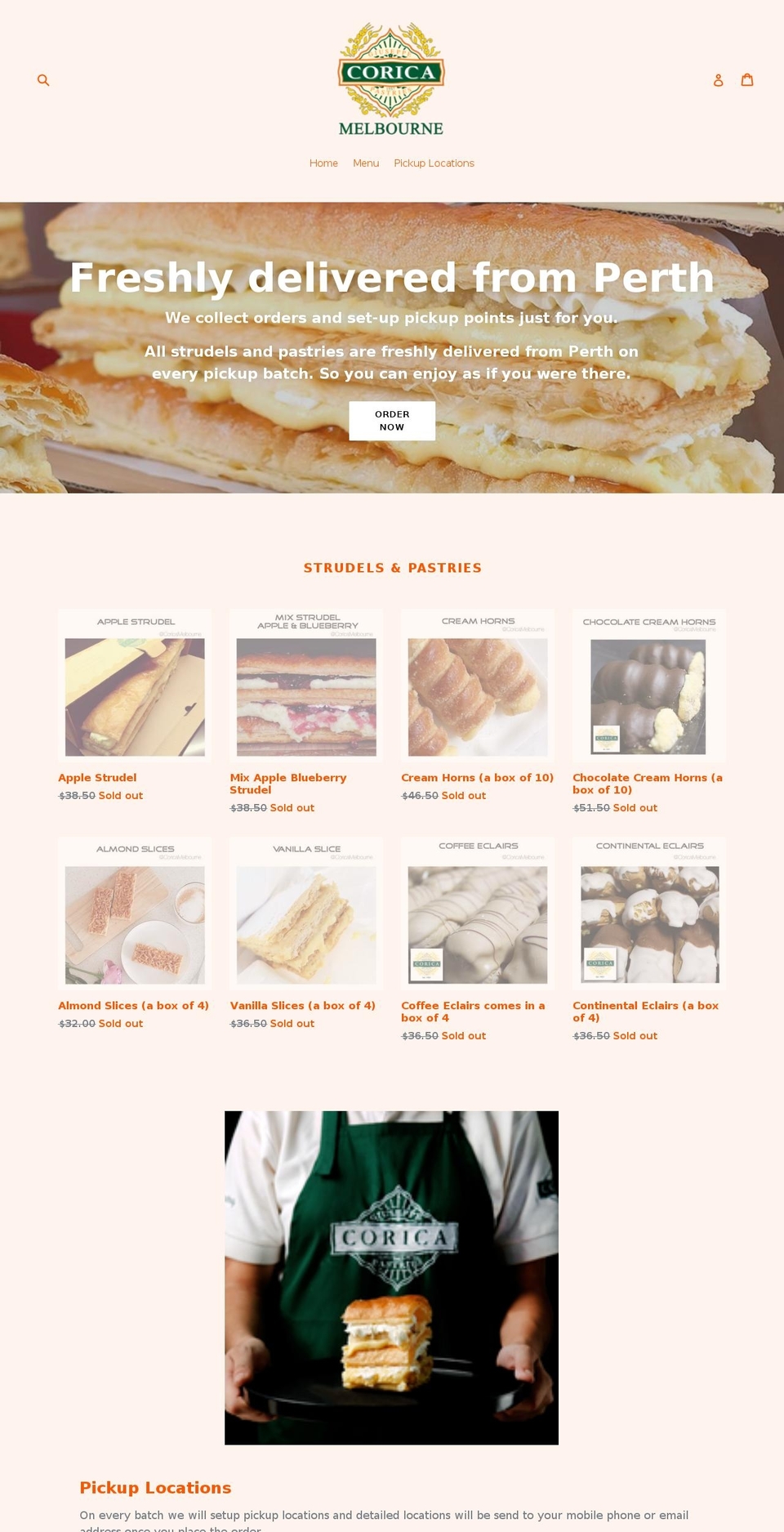 coricamelbourne.com shopify website screenshot