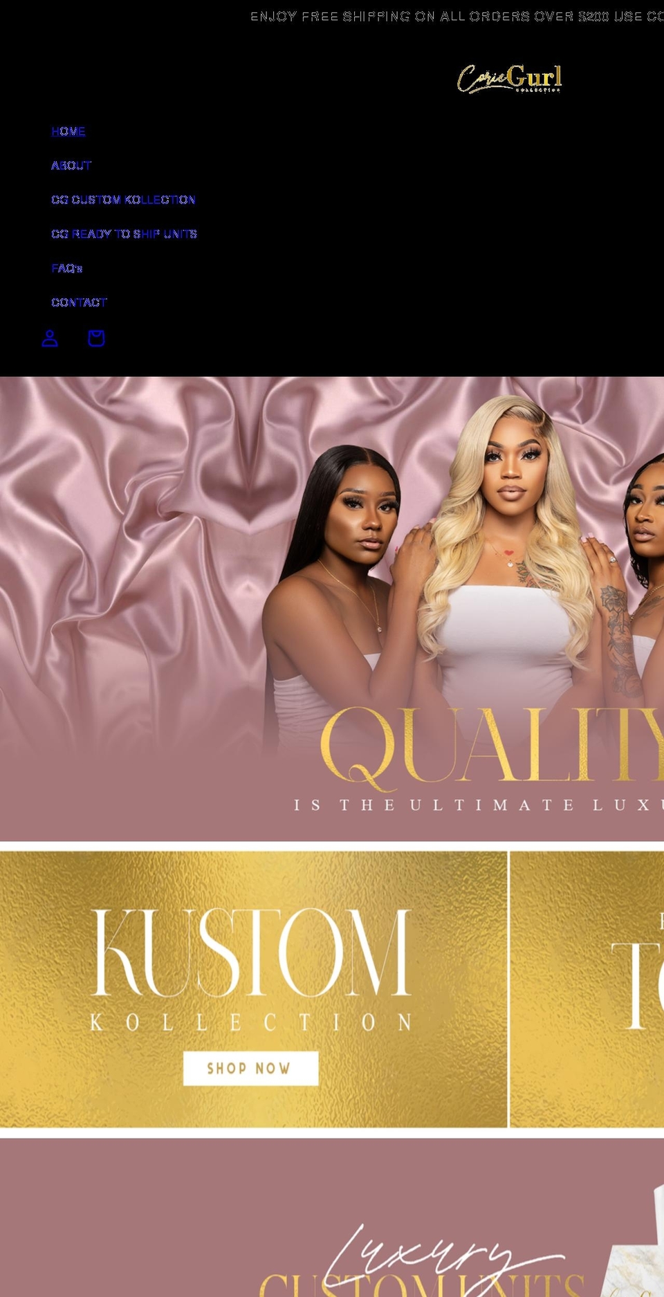 coriegurl.com shopify website screenshot