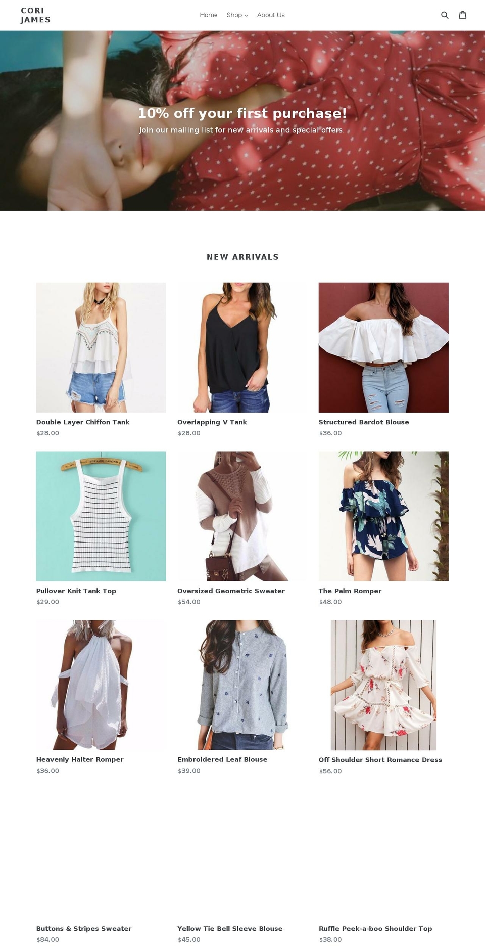 corijames.com — Shopify storefront screenshot