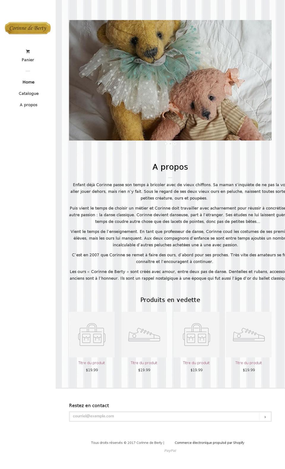 corinnedeberty.com shopify website screenshot