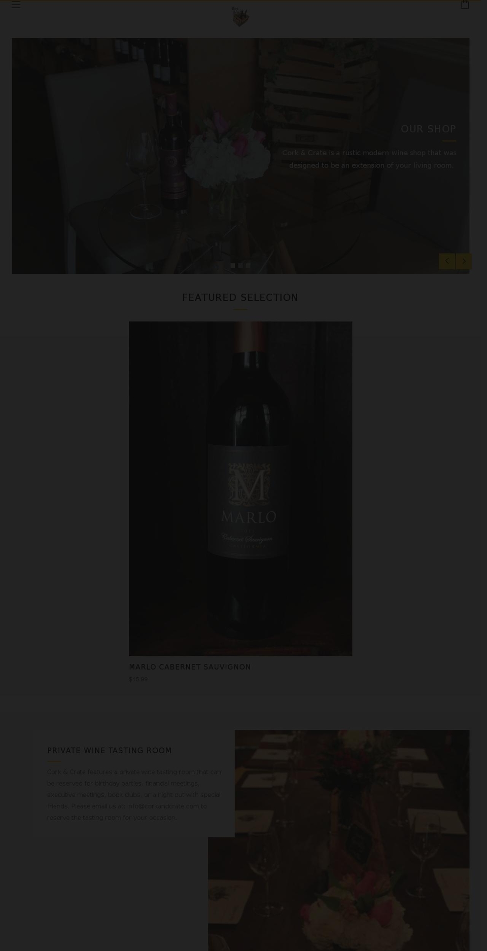 corkandcrate.com — Shopify storefront screenshot