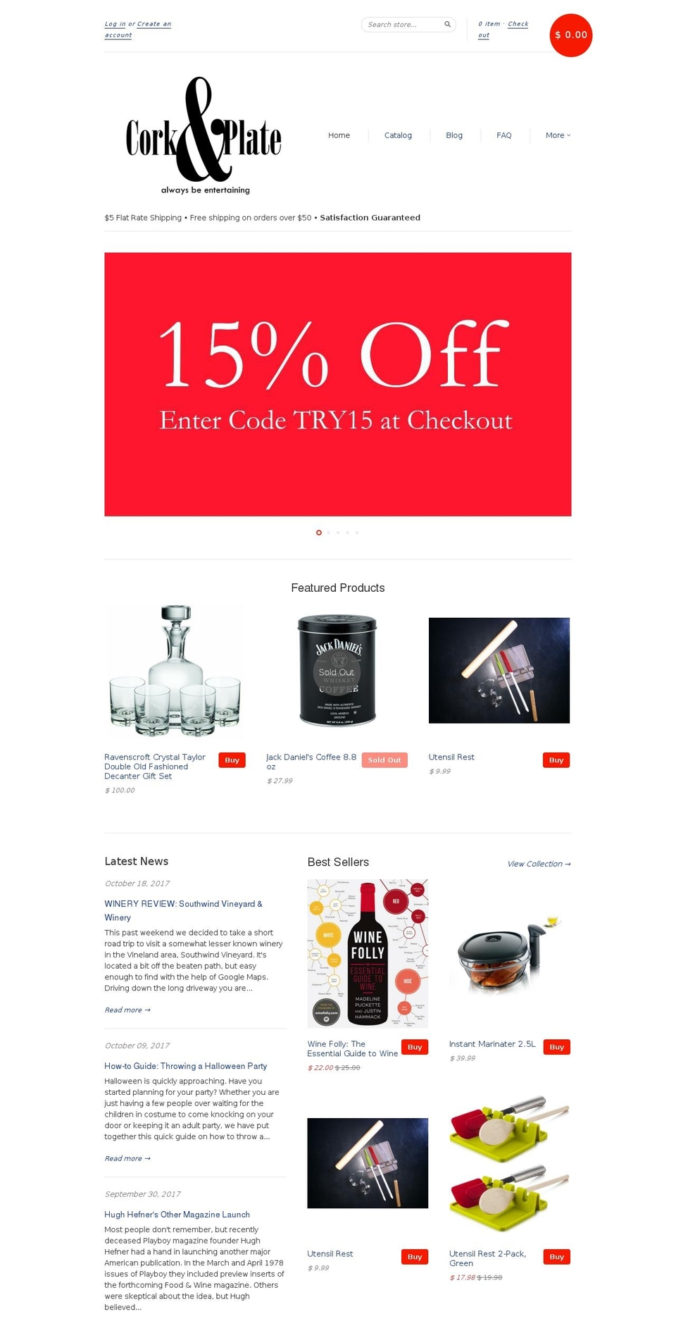corkandplate.com — Shopify storefront screenshot