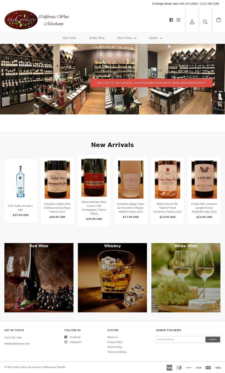 corkerywine.com shopify website screenshot