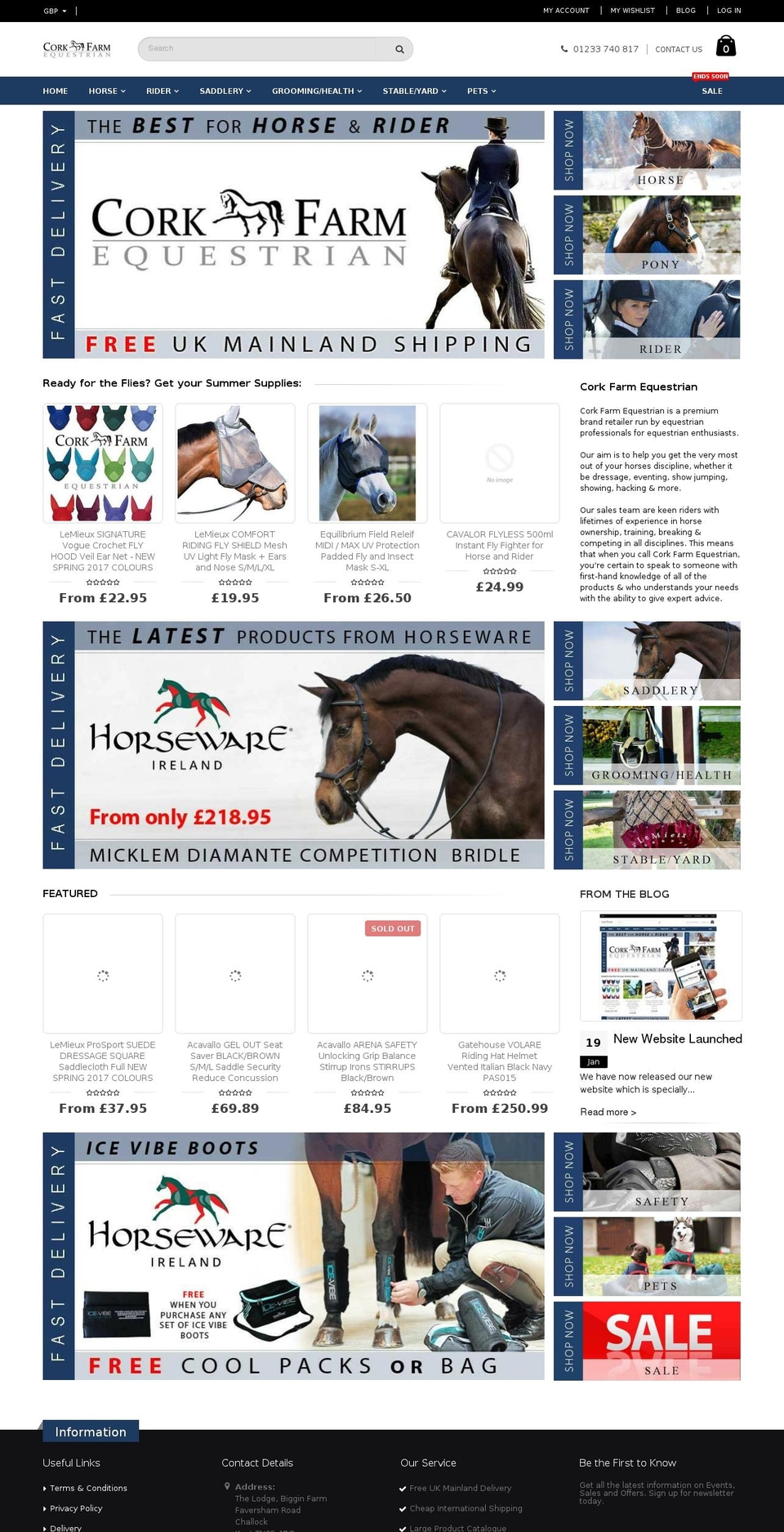 corkfarmequestrian.co.uk shopify website screenshot