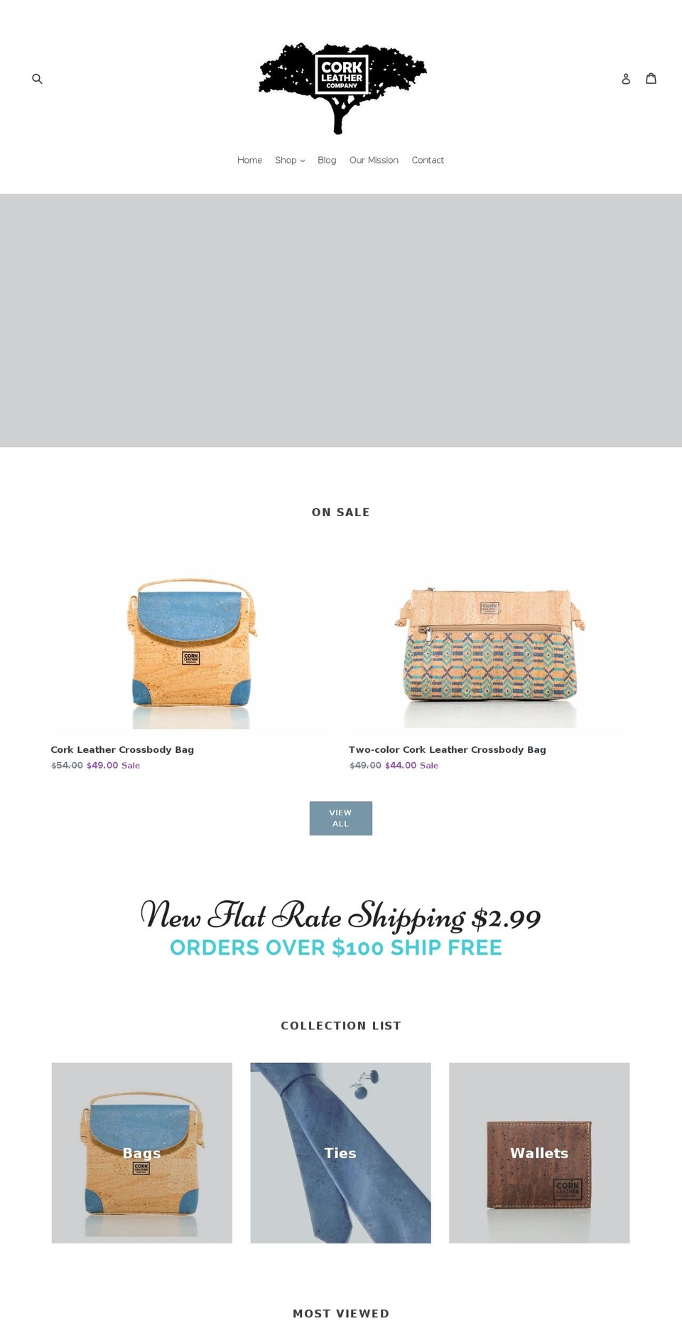 corkleathercompany.com — Shopify storefront screenshot