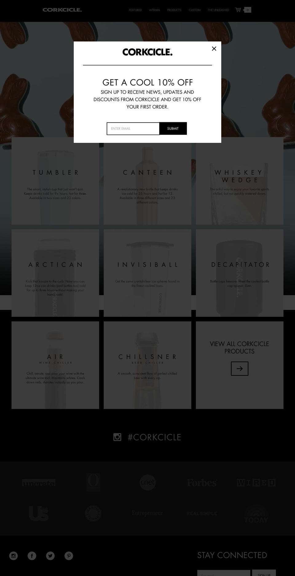 corksicle.com shopify website screenshot