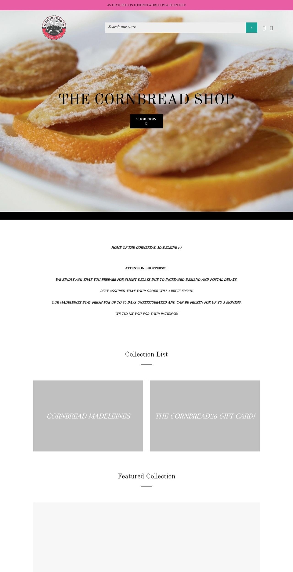 cornbread26shop.com shopify website screenshot