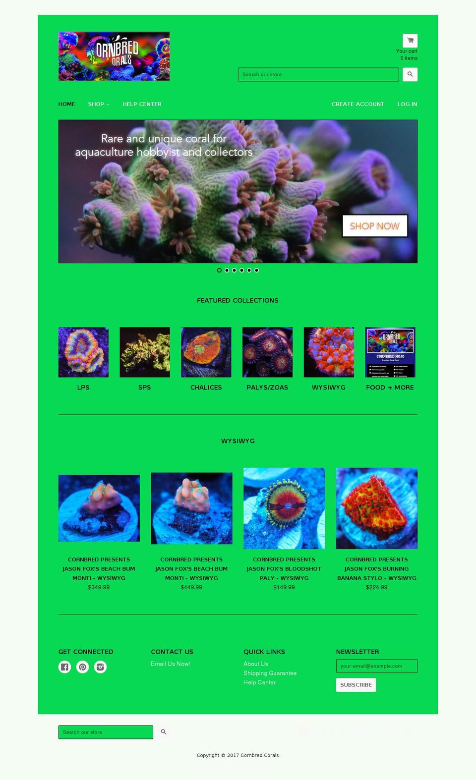 cornbredcorals.com shopify website screenshot