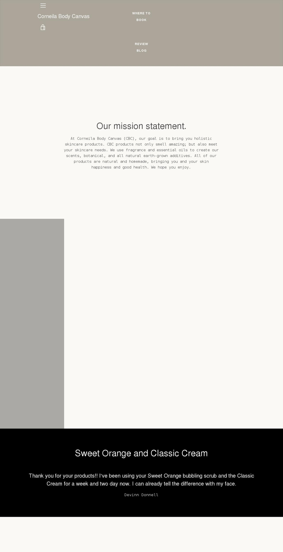 corneilabodycanvasllc.com shopify website screenshot