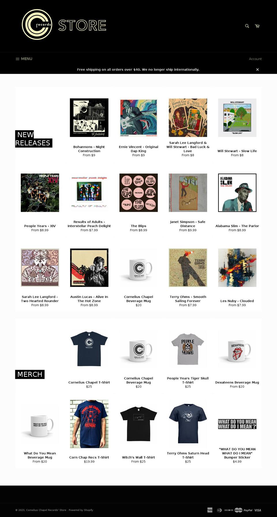 corneliuschapelrecords.myshopify.com shopify website screenshot