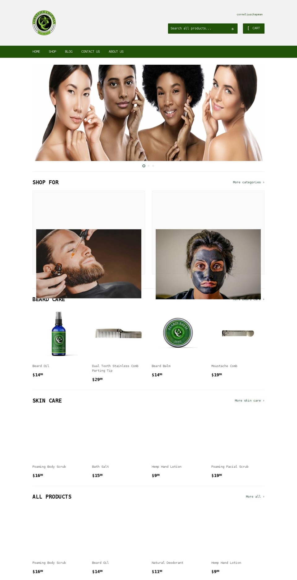 corneliuschapman.com shopify website screenshot