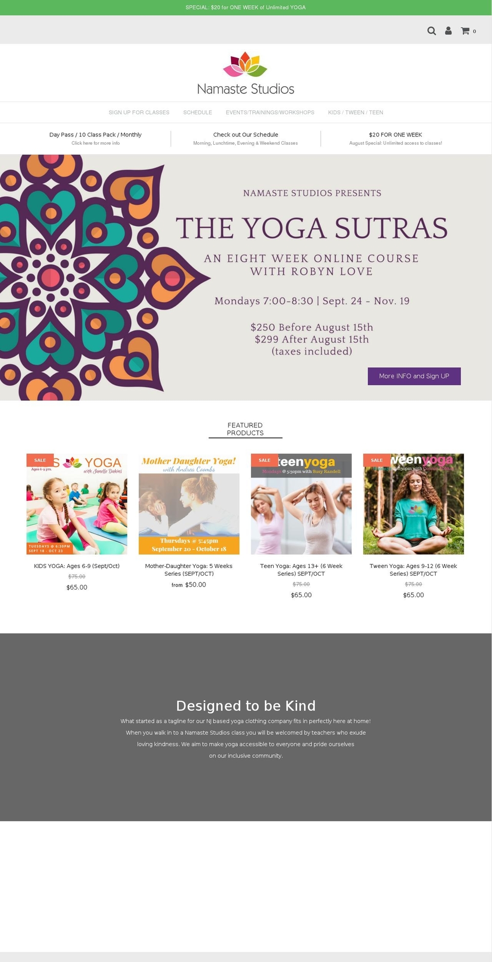 cornerbrookyoga.com shopify website screenshot