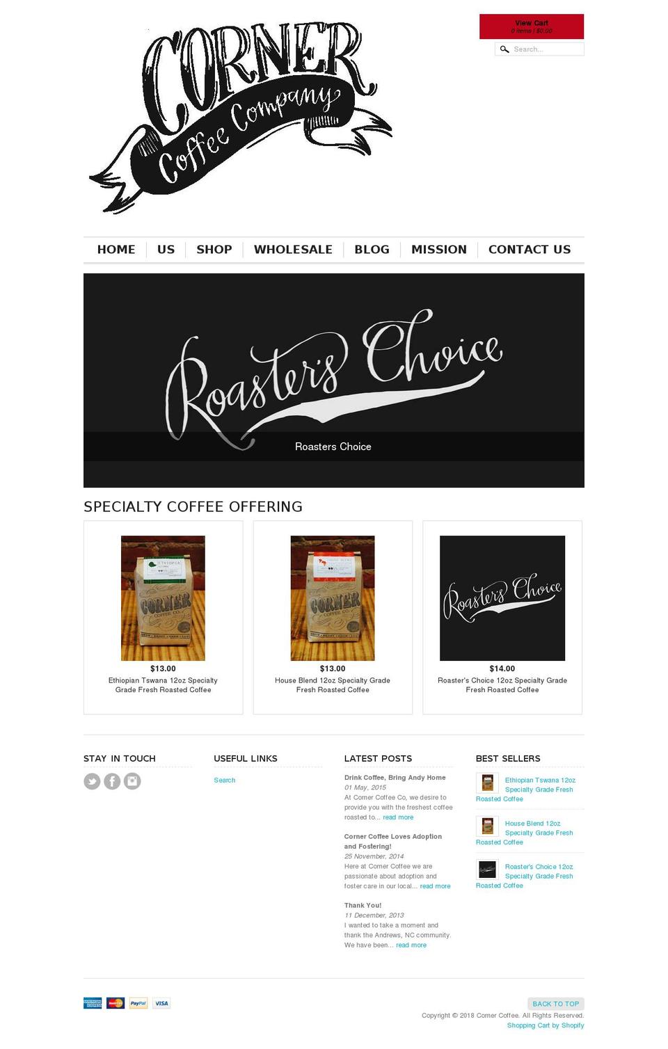 cornercoffeeco.com shopify website screenshot